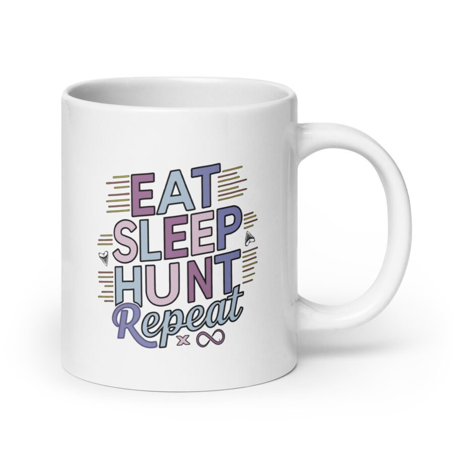 Eat Sleep Hunt Repeat White mug